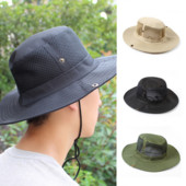 Καπέλο κουβά Fahsion για άνδρες Γυναικείο Καλοκαιρινό μονόχρωμο διχτυωτό καπέλο ψαρέματος με φαρδύ γείσο Anti-UV Καπέλο για τον ήλιο παραλίας