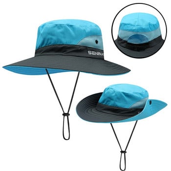 Лятна дамска шапка с конска опашка Рибарски шапки UV UPF с широка периферия Дишаща слънчева шапка На открито Пътуване Туризъм Риболов Капачка с кофа