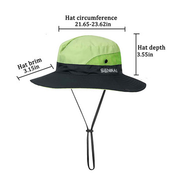 Дамски летни слънчеви шапки с конска опашка UV защита Туризъм Широка периферия Плажна сгъваема мрежеста шапка за риболов