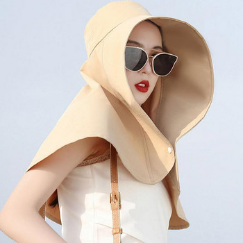 Καπέλα παραλίας για γυναίκες Καλοκαιρινά καπέλα με μεγάλο γείσο με λαιμόκοψη Πλήρης προστασία UV Προστασία ψαρέματος Κάδος πεζοπορίας για λαιμό