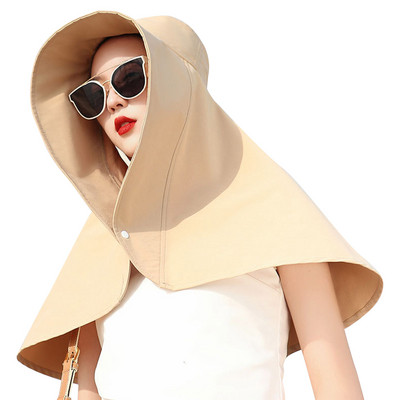 Pălării de plajă pentru femei Pălării de vară cu boruri mari cu clapă pentru gât Protecție completă Protecție UV Pescuit Drumeții Protector pentru gât