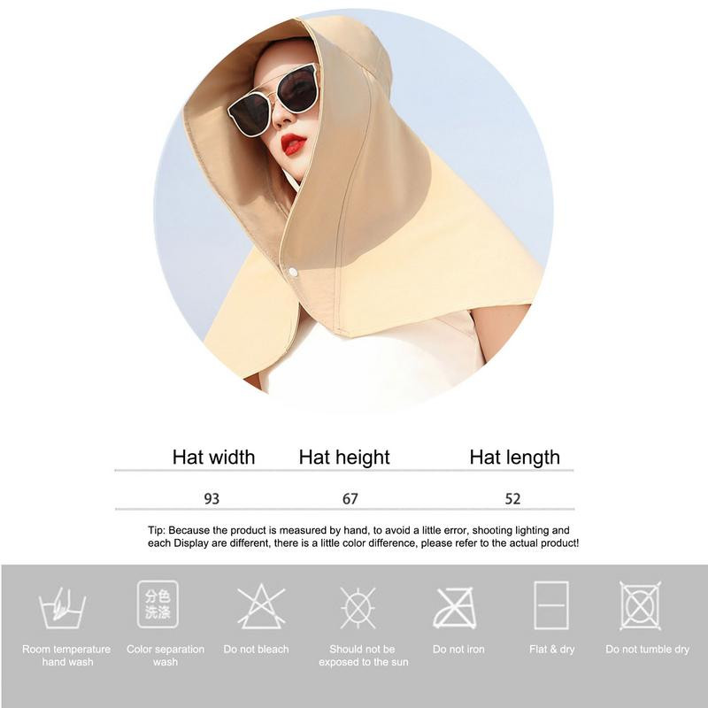 Pălării de plajă pentru femei Pălării de vară cu boruri mari cu clapă pentru gât Protecție completă Protecție UV Pescuit Drumeții Protector pentru gât