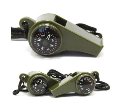 1PC εξωτερικού χώρου πολλαπλών λειτουργιών σωτήρια σφυρίχτρα τριών σε ένα σφυρίχτρα με θερμόμετρο πυξίδας