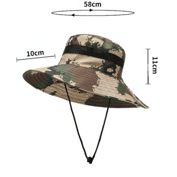 Мъжка шапка със сенник Шапка за спорт на открито лятна слънцезащитна шапка с голяма периферия Рибарска шапка Предотвратяване на комари, риболов, туризъм, катерене, шапка