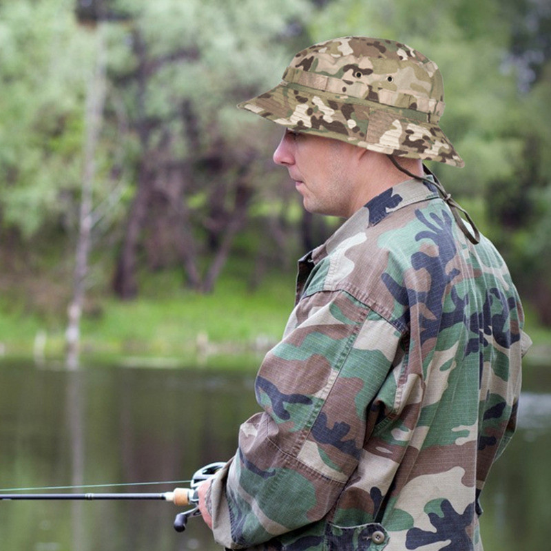 Camo Sport Cap Military Airsoft Ψάρεμα Πεζοπορία Κυνήγι Ψαράς Κάμπινγκ Panama Bucket Καπέλο Breathable Mesh Sun Boonie Balaclava