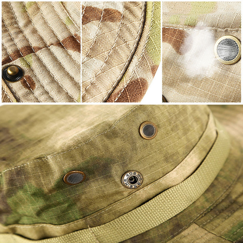 Mehed jaht Matkamine õues Camo päikesemütsid Kamuflaažmüts Taktikaline USA armee ämbrimütsid Militaar Panama suvemüts