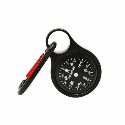Kompass atslēgu piekariņš Daudzfunkcionāls pārgājienu plastmasas karabīnes mini kompass termometrs āra kempingam piekarināms gredzens kompass