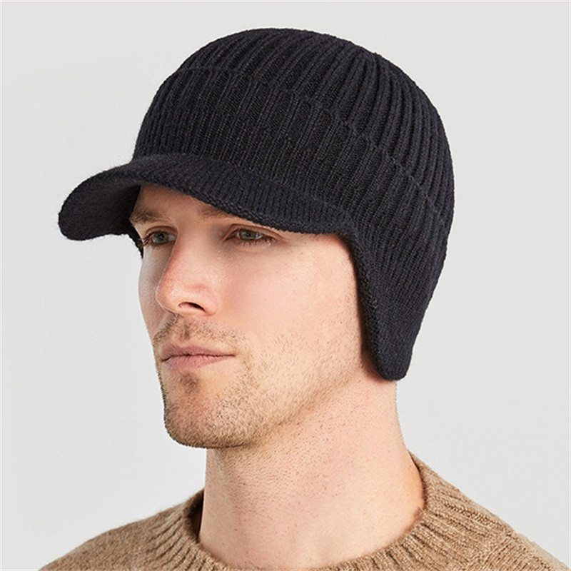 Unisex ζεστά χειμωνιάτικα πλεκτά καπέλα Πλεκτό καπάκι κορυφής με ωτοασπίδα προστατευτικό αυτιού για υπαίθριο σκουφάκι ποδηλασίας για άνδρες και γυναίκες