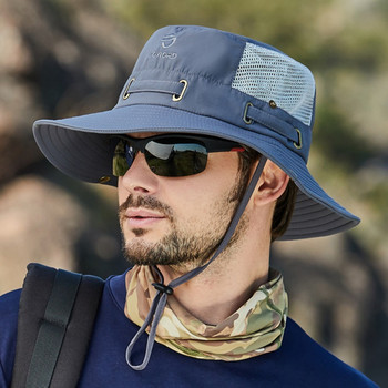 Καλοκαιρινό καπέλο αντηλιακής προστασίας εξωτερικού χώρου Καπέλο ψαρέματος Ανδρικό καπέλο κουβά αναπνεύσιμο γείσο Διπλής χρήσης Sun Fisherman
