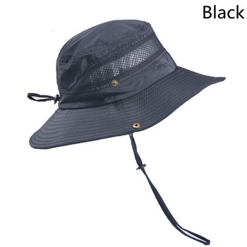Нова шапка за риболов на открито Мъжка лятна слънчева шапка Рибарска шапка Мрежеста дишаща анти-UV голяма широка периферия Слънцезащитна шапка