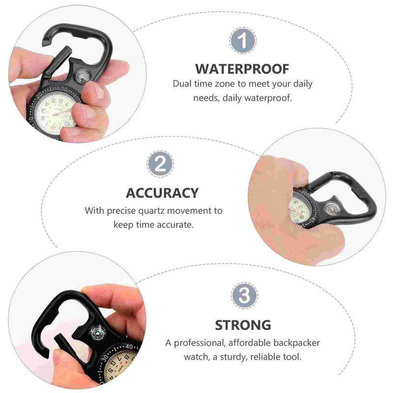Ρολόι Pocket Compass Clip Ανδρικά ρολόγια Carabiner ανοιχτήρι μπουκαλιών Φωτεινό Backpacker Digital S Fob