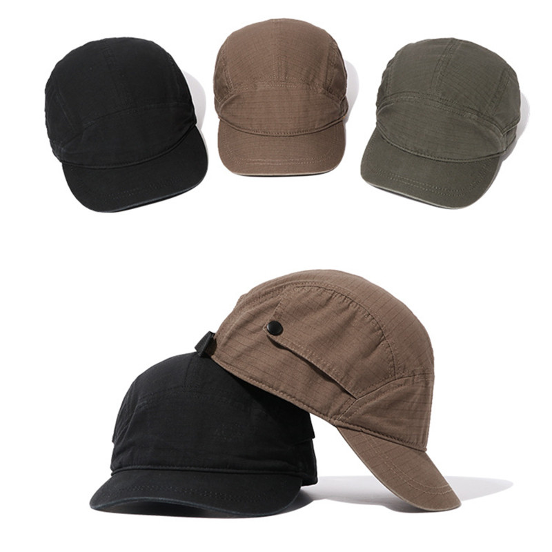 Lühikese äärega vintage pesapallimüts, ühevärviline meeste õues reguleeritav kevadsuvi päikesekaitse isamüts.