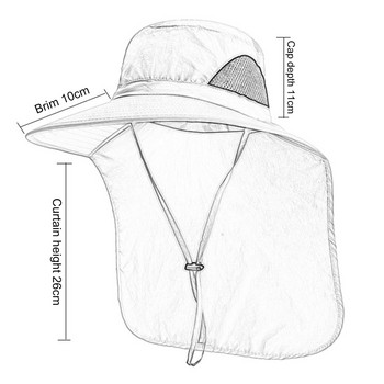 Шапка-сенник с капак на врата Сафари шапки за мъже и жени Дишащи мрежести спортни шапки с широка периферия
