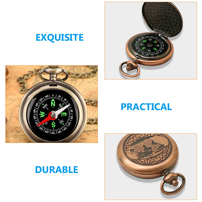 Bērnu kompass Senie kabatas automašīnu aksesuāri Mazie vintage pulksteņi, kuģu kempings
