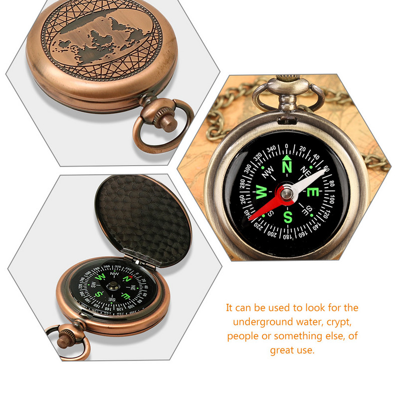 Bērnu kompass Senie kabatas automašīnu aksesuāri Mazie vintage pulksteņi, kuģu kempings
