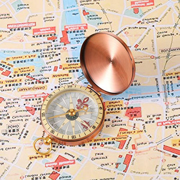 G50-1 бронзов компас флип тип джобен часовник навигация външен инструмент медна черупка туризъм къмпинг ориентация детски подаръци