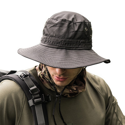 1 tk Unisex Fisherman Bucket Cap nööriga Kiirelt kuivav mitmevärviline päikesevarjumüts kaasaskantav välispordimüts universaalne spordimüts