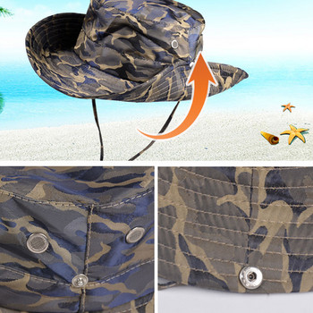 Слънцезащитна шапка за риболов Унисекс Лятна дишаща мрежеста шапка за къмпинг Туризъм Външна шапка против UV лъчи с регулируема кофа