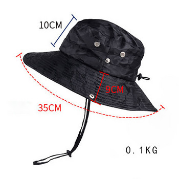 Слънцезащитна шапка за риболов Унисекс камуфлажна шапка с кофа Регулируема анти-UV шапка за риболов на открито Дишаща мрежеста шапка за слънце с голяма периферия