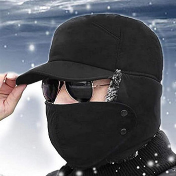 Зимна ветроустойчива шапка Мъжка топла шапка Lei Feng Шапка с капачка за уши с поларена подплата Черна ски Trooper Trapper Cold Anti Snow Cap