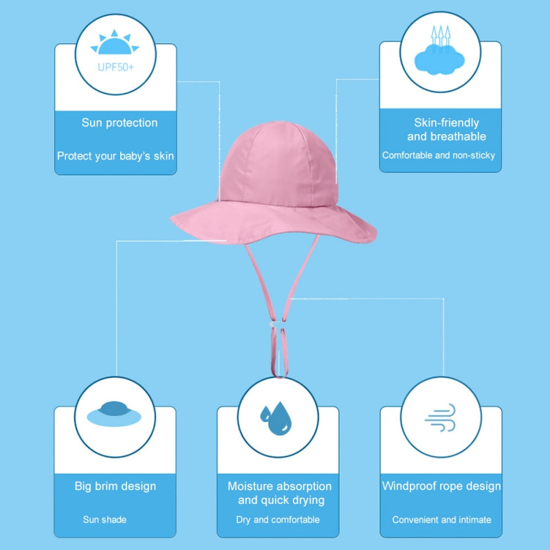 Suvine Baby päikesevari UV-kaitse Müts poistele Tüdrukutele Rannakämber Päikesekübarad Unisex lastele Matkakalamehe müts tuulekindla köiega