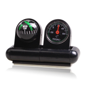 2 σε 1 Guide Ball Car Compass Thermometer Hygrometer Vehicle Ornaments Αξεσουάρ εσωτερικού στυλ αυτοκινήτου για οχήματα με σκάφος αυτοκινήτων