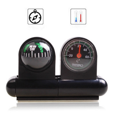 2 σε 1 Guide Ball Car Compass Thermometer Hygrometer Vehicle Ornaments Αξεσουάρ εσωτερικού στυλ αυτοκινήτου για οχήματα με σκάφος αυτοκινήτων