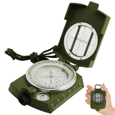 Pārgājienu kompass Precīzs ūdensnecaurlaidīgs mirdzums tumsā Lensatic kompass Pārnēsājams Lensatic pozicionēšanas kompass alpīnismam