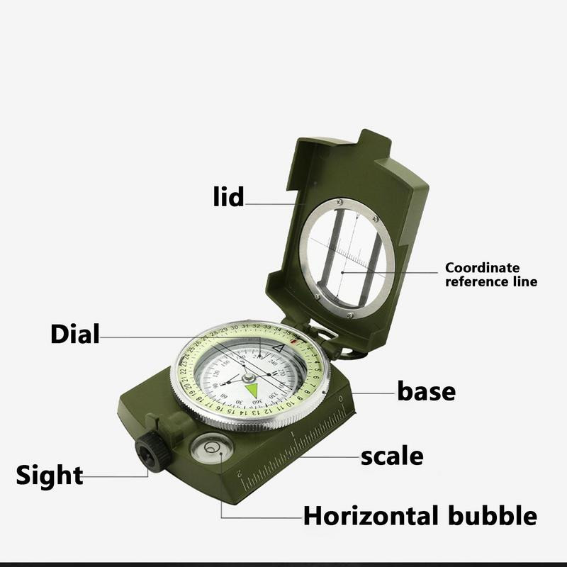 Planinarski kompas Precizan vodootporan kompas s lećama koji svijetli u mraku Prijenosni kompas za pozicioniranje s lećama za planinarenje
