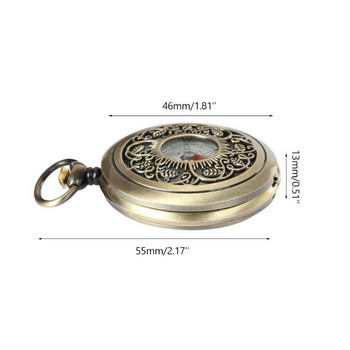 Винтидж бронзов дизайн на джобен часовник с компас Навигация за туризъм на открито Детски подарък Ретро метален преносим компас Инструменти на открито