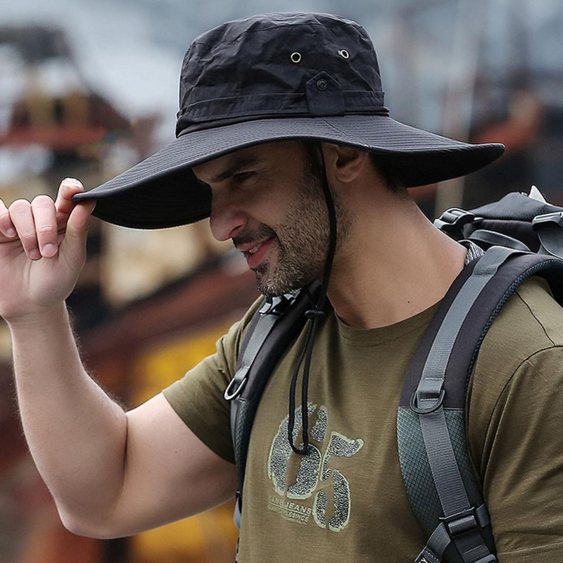 Uus päikesekaitse kalapüügimüts suvine hingav võrgust matkamütsid UV-kaitsega päikesekübar mägironimismütsid Meeste Panama müts