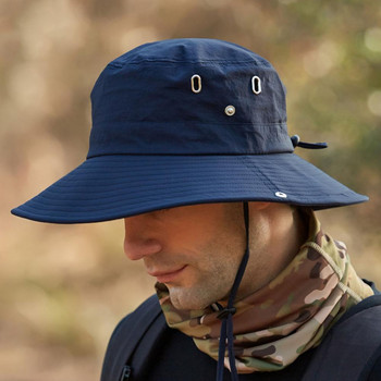 Лятна мъжка шапка тип кофа Външна UV защита Широка периферия Панама Сафари Лов Туристическа шапка Мрежеста рибарска шапка Плажна слънцезащитна шапка