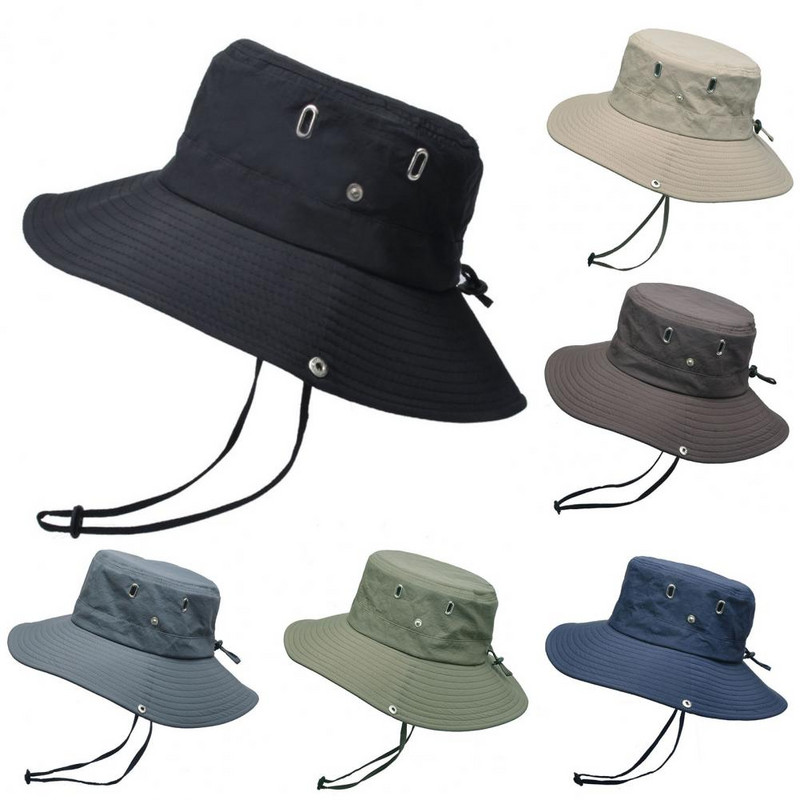 Vasaros vyrų kepurė su kibiru Lauke, apsauga nuo UV spindulių, plataus krašto Panama Safari medžioklė žygio kepurė tinklelis žvejo kepurė paplūdimio kremas nuo saulės