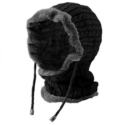 Модна поларена плетена шапка с дълъг ръкав и удебелена зимна шапка за затопляне за колоездене, ски, ходене