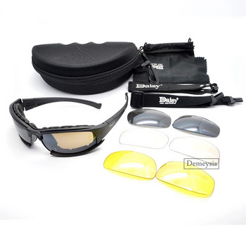 Daisy Tactical Polarized Glasses Military Goggles Στρατιωτικά γυαλιά ηλίου με 4 φακούς Original Box Men Shooting Hiking Eyewear Gafas