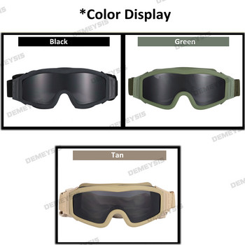 Military Airsoft Tactical Goggles Shooting Glasses Μοτοσικλέτα Αντιανεμικό Paintball CS Wargame Hiking 3 Lens Black Tan Green