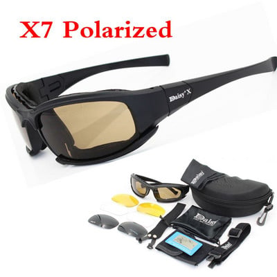 Taktiskās brilles 4 lēcas, vīrieša šaušanas brilles Gafas motocikla margrietiņa polarizētās armijas saulesbrilles X7/c5 taktiskās brilles