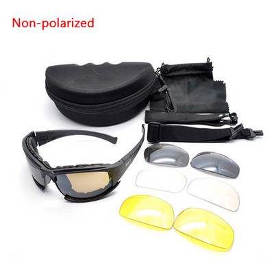 Taktiniai kariniai C5 X7 poliarizuoti akiniai nuo saulės Akiniai laipiojimo žygiams akiniai lauko sportui akiniai su 4 lęšiais