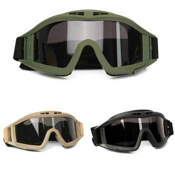 JSJM Военни тактически очила CS Airsoft Ветроустойчиви очила за стрелба HD 3 лещи Мотокрос Мотоциклетни планински безопасни очила