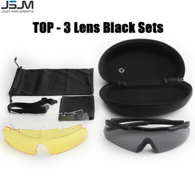 JSJM Military Tactical Goggles CS Airsoft αντιανεμικά γυαλιά σκοποβολής HD 3 Lens Motocross Μοτοσικλέτα ορειβασίας ασφαλή γυαλιά