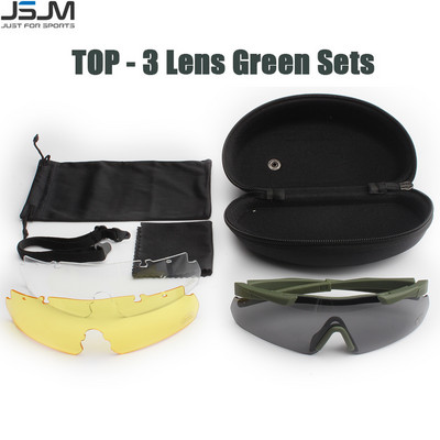 JSJM Military Tactical Goggles CS Airsoft αντιανεμικά γυαλιά σκοποβολής HD 3 Lens Motocross Μοτοσικλέτα ορειβασίας ασφαλή γυαλιά
