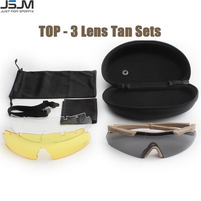 JSJM Military Tactical Goggles CS Airsoft αντιανεμικά γυαλιά σκοποβολής HD 3 Lens Motocross Μοτοσικλέτα ορειβασίας ασφαλή γυαλιά