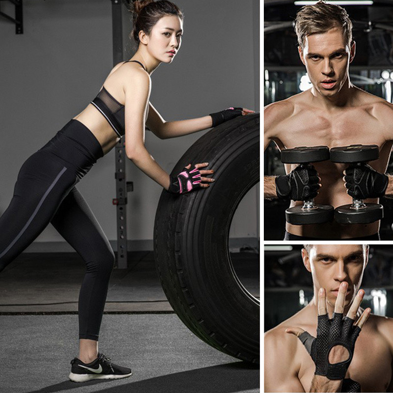 Mănuși de fitness respirabile, palmier, silicon, spate gol, mănuși de antrenament pentru sală, haltere, gantere, crossfit, mănuși sport cu jumătate de deget