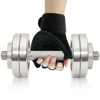 Дъмбели Фитнес ръкавици за вдигане на тежести Половин пръст Фитнес Бодибилдинг Тренировка Защита на дланта за жени Мъже Спортна тренировка Без пръсти
