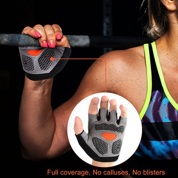 Противоударни спортни фитнес ръкавици за вдигане на тежести фитнес тренировка Неплъзгащ се протектор за дланта Дишащи велосипедни ръкавици без пръсти