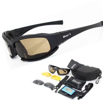 X7 Daisy Тактически поляризирани очила Военни очила Армейски слънчеви очила с 4 лещи Оригинална кутия Мъжки стрелба Туристически очила Gafas