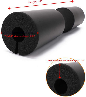 Squat Pad - Foam Barbell Pad for Squats Cushion, Lunges & Bar Padding for Hip Thrusts - Standard Olympic Weight Bar Pad