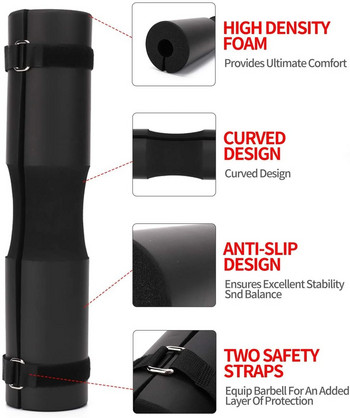 Подложка за клякане - Подложка за щанга от пяна за клякания Възглавница, подложка за изпадания и щанга за тласъци на бедрата - Стандартна олимпийска подложка за щанга за тежести
