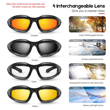Tactical Polarized Glasses Στρατιωτικά γυαλιά ηλίου 4 φακών με κιτ 4 φακών για υπαίθρια αθλητική μοτοσικλέτα, πεζοπορία, ψάρεμα, κυνήγι
