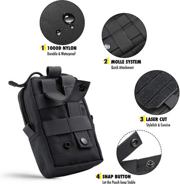 Tactical Molle Pouch Outdoor Mobile Phone Τσάντα μέσης EDC Εργαλείο κυνηγιού Αξεσουάρ Τσάντα γιλέκο Πακέτο κινητού τηλεφώνου Βάση εργαλείων εργασίας